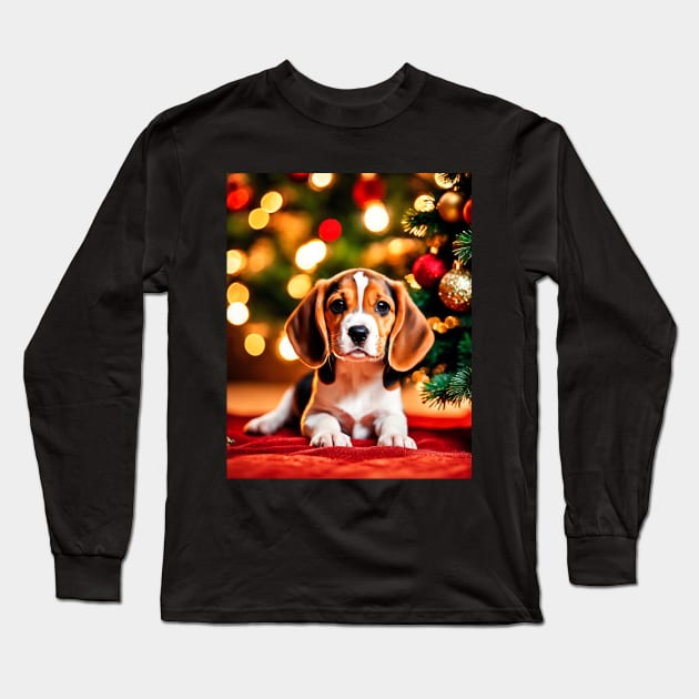 Christmas Beagle Dog Puppy Long Sleeve T-Shirt by nicecorgi